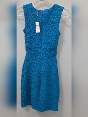 Anthropologie Sleeveless Textured Mini Dress in Vibrant Blue